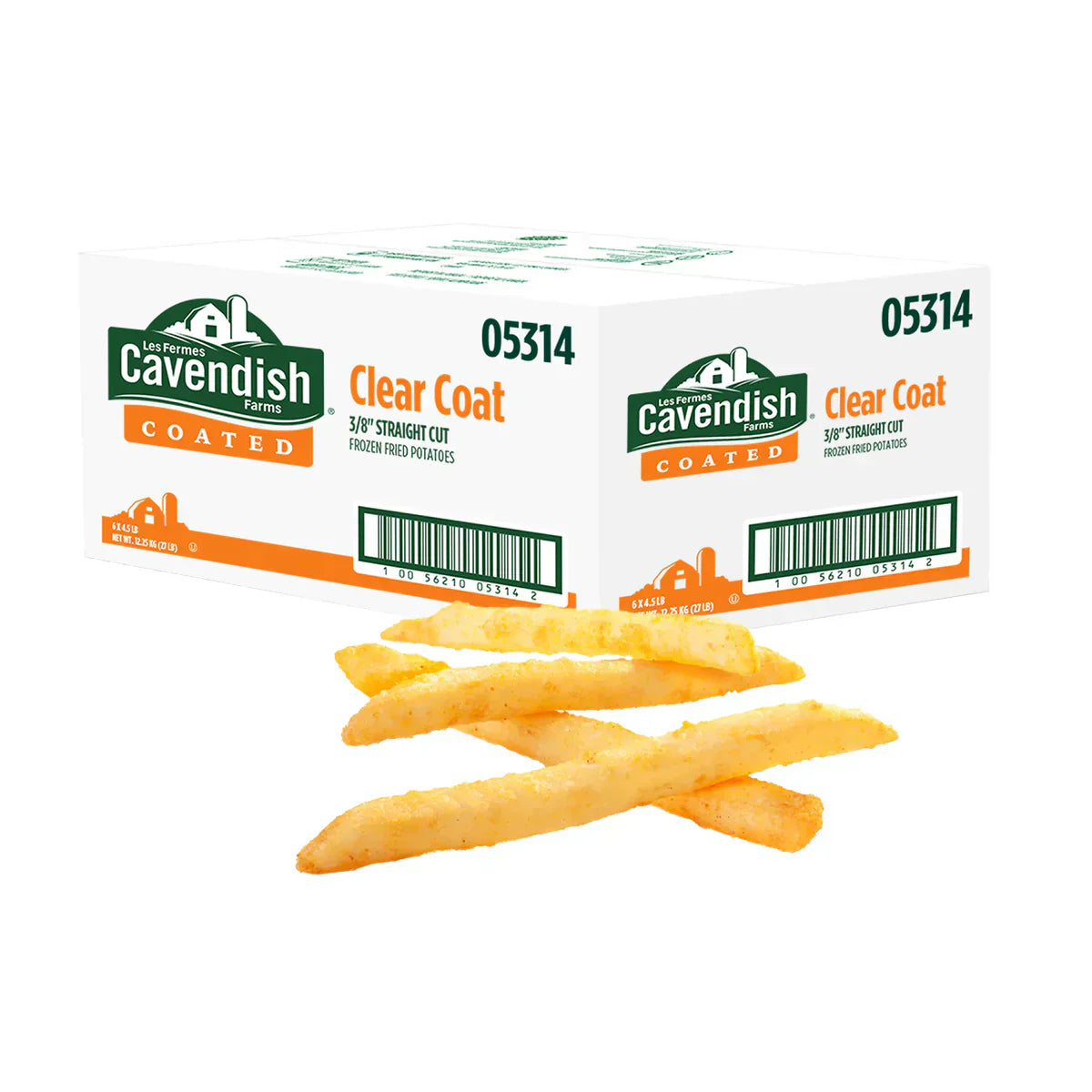 Cavendish Farms Frozen Clear Coat 3/8-in Straight Cut Fries 6 × 2.04 kg