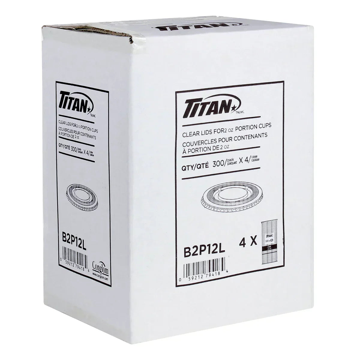 Titan Clear Plastic Lid for 2 oz Portion Cups 4 packs of 300
