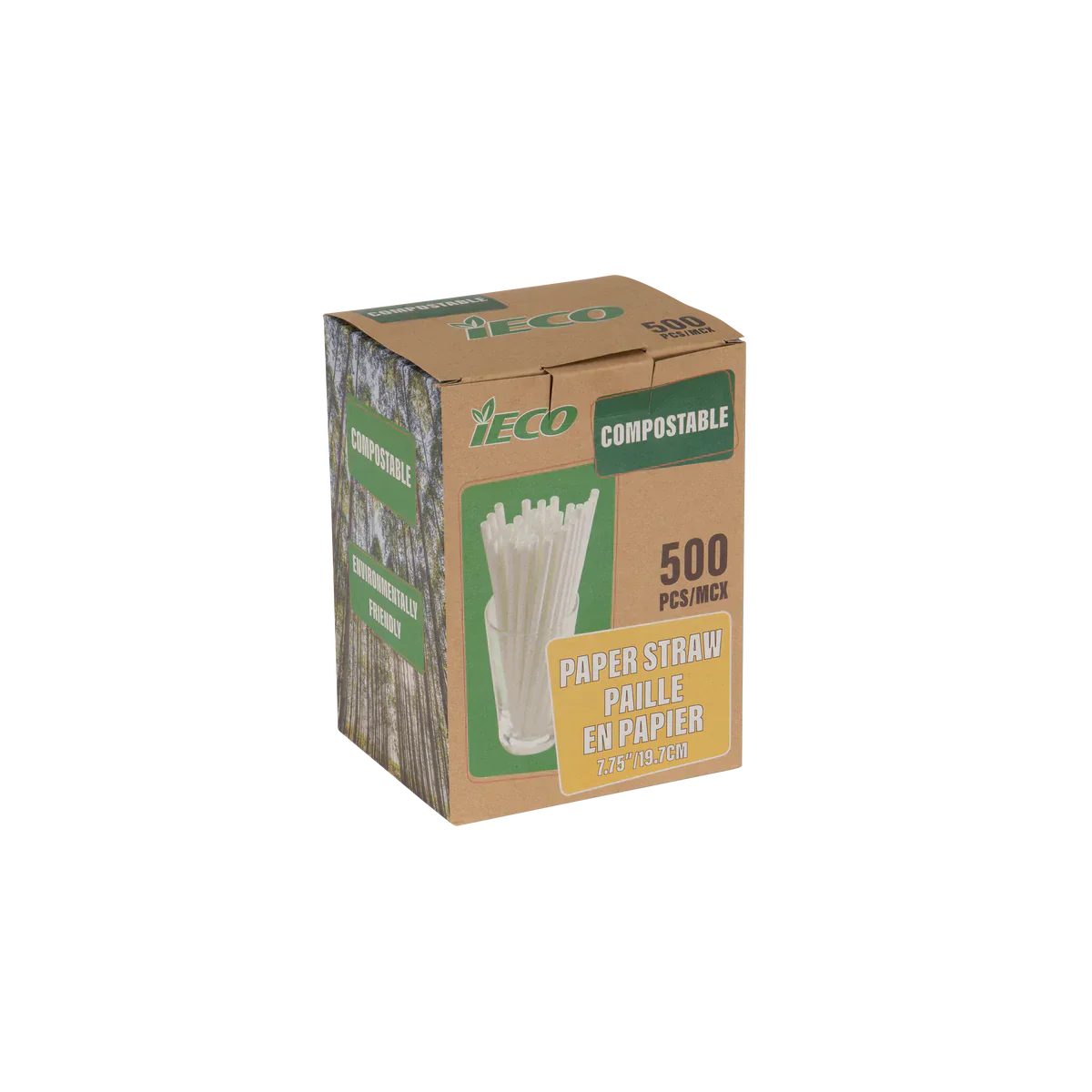 iECO 7.75" Paper Straws 6 Packs of 500