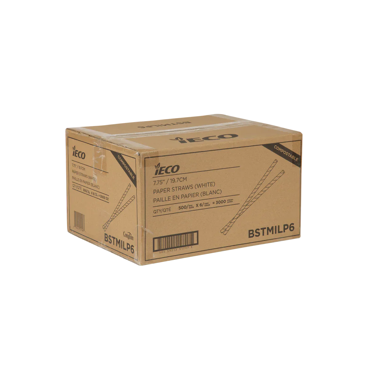 iECO 7.75" Paper Straws 6 Packs of 500