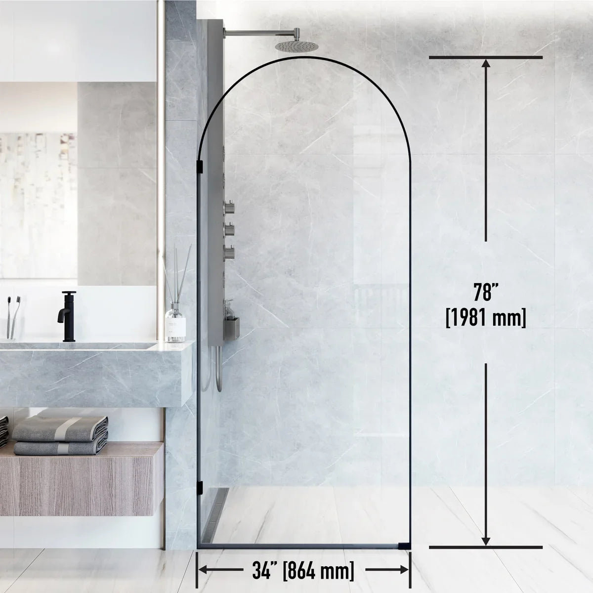 VIGO Arden 34 in. × 78 in. Shower Screen