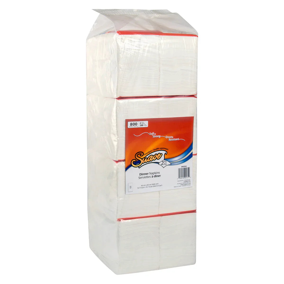 Suave Dinner Napkins 2-ply 1/8 Fold 4 packs of 200
