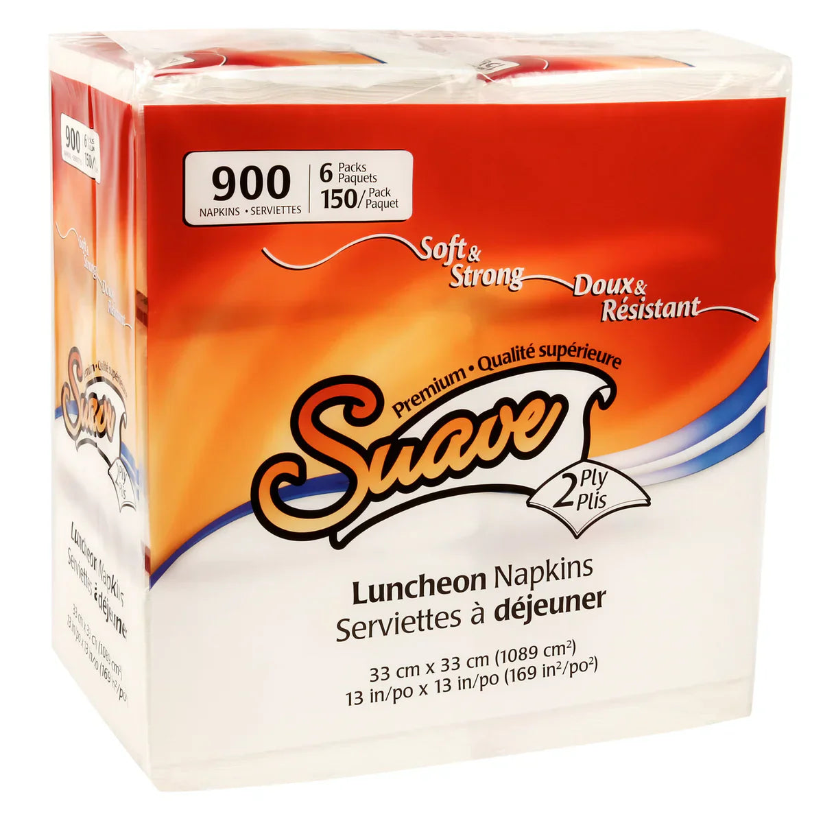 Suave 2-ply Virgin Luncheon Napkins 6 packs of 150