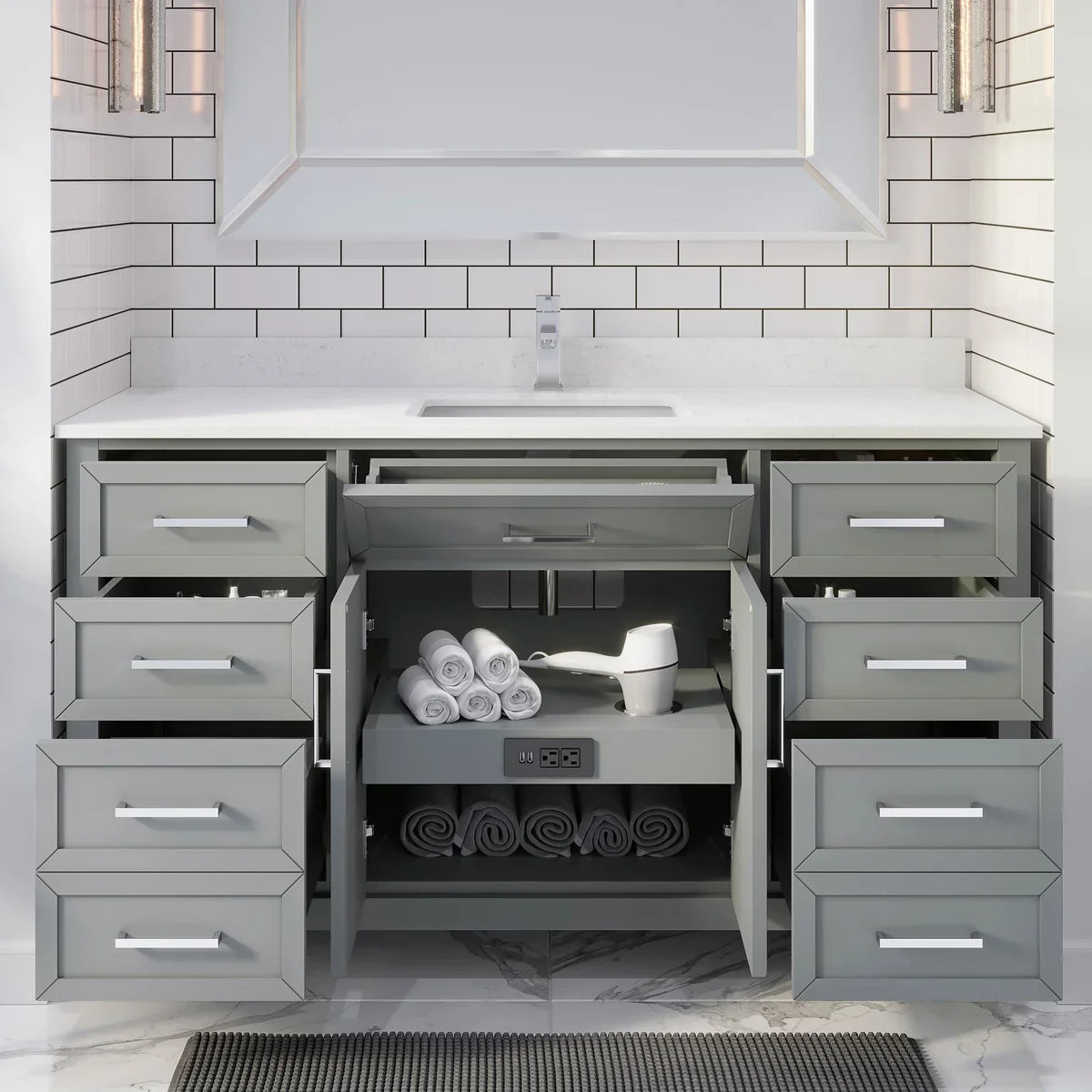 Studio Bathe Thomson Vanity with Power Bar, Oxford Grey