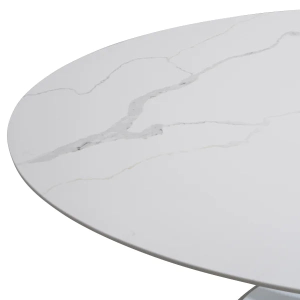 Orchid White Oval Solid Quartz Dining Table, 170 cm (67 in.)