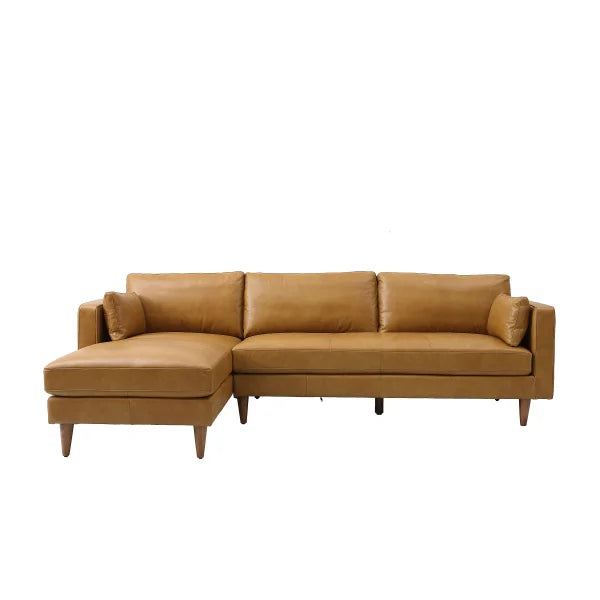 Madison Classic Tan 2-piece Top-Grain Leather Left-hand Facing Sectional