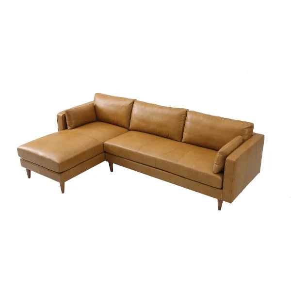 Madison Classic Tan 2-piece Top-Grain Leather Left-hand Facing Sectional