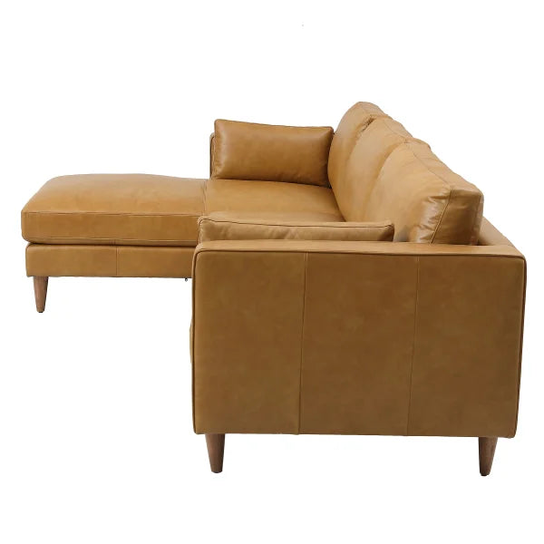 Madison Classic Tan 2-piece Top-Grain Leather Left-hand Facing Sectional