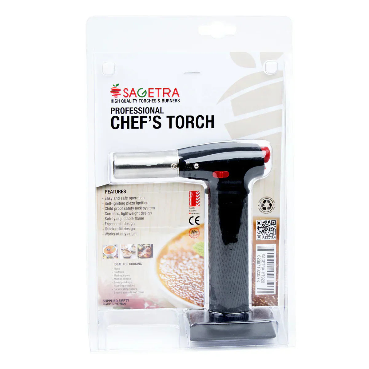 Sagetra Professional Chef’s Torch with Black Handle