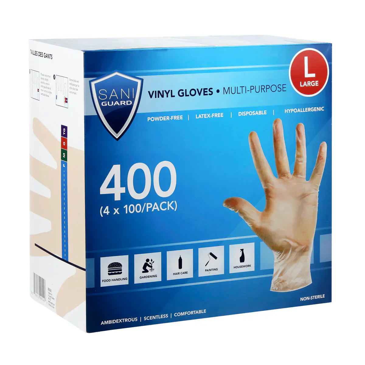 Sani Guard Large Vinyl Gloves 4 packs of 100