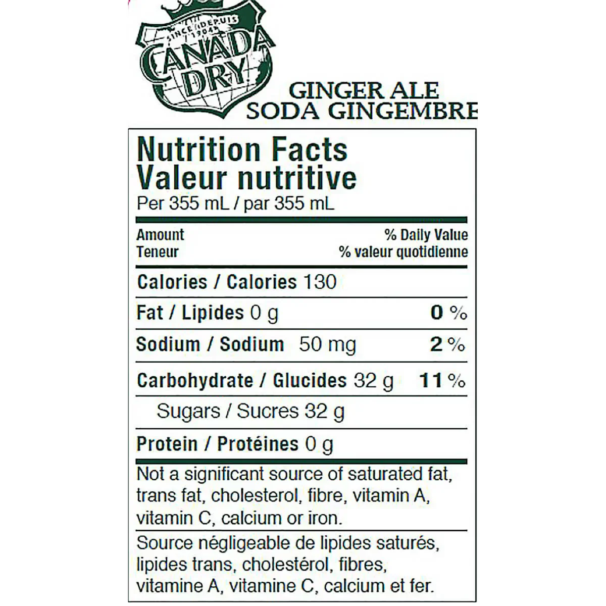 Canada Dry ginger ale 32 x 355 mL