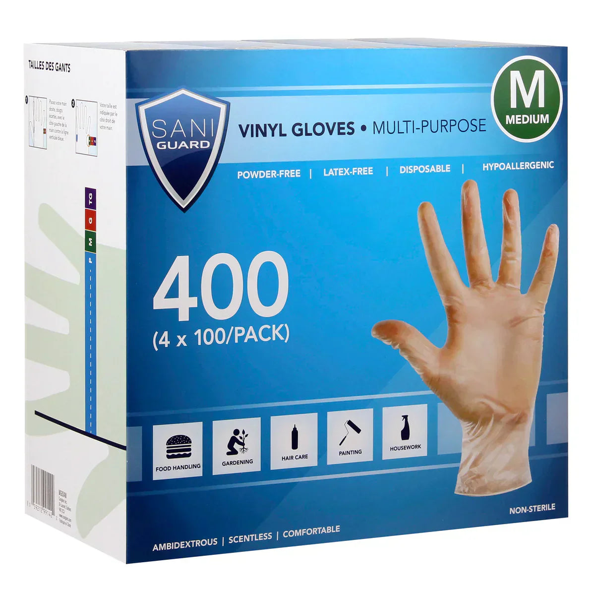 Sani Guard Medium Vinyl Gloves 4 packs of 100