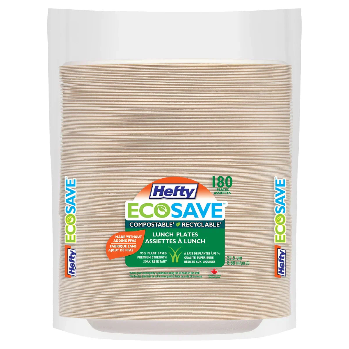 Hefty Ecosave 8.8" Lunch Paper Plates Pack Of 180