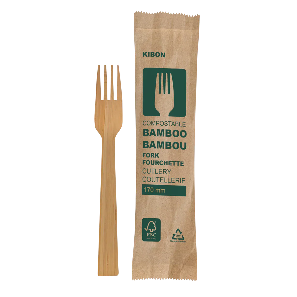 Kibon Individually Wrapped Bamboo Forks Pack of 500
