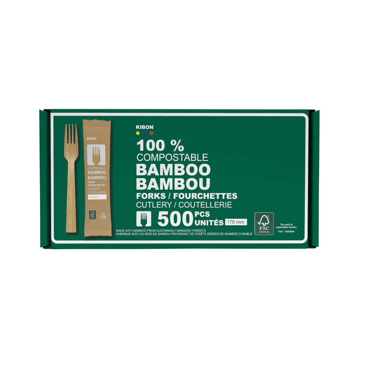 Kibon Individually Wrapped Bamboo Forks Pack of 500