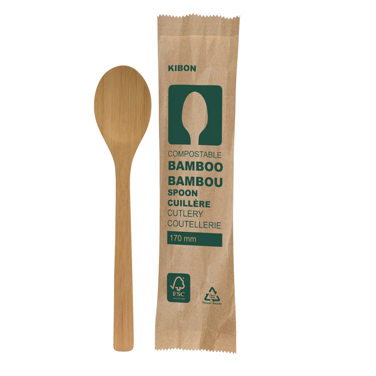 Kibon Individually Wrapped Bamboo Spoons Pack of 500