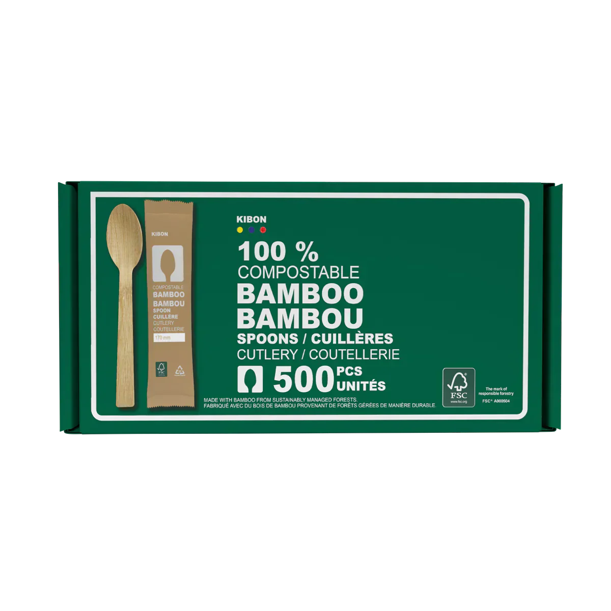 Kibon Individually Wrapped Bamboo Spoons Pack of 500