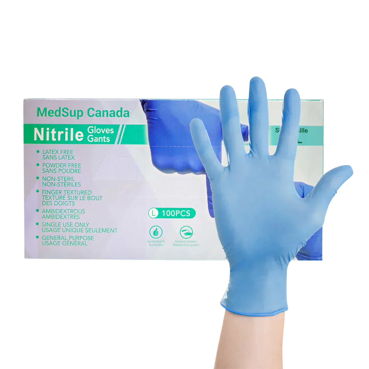 Medsup Nitrile Gloves 2-pack 100 count Large