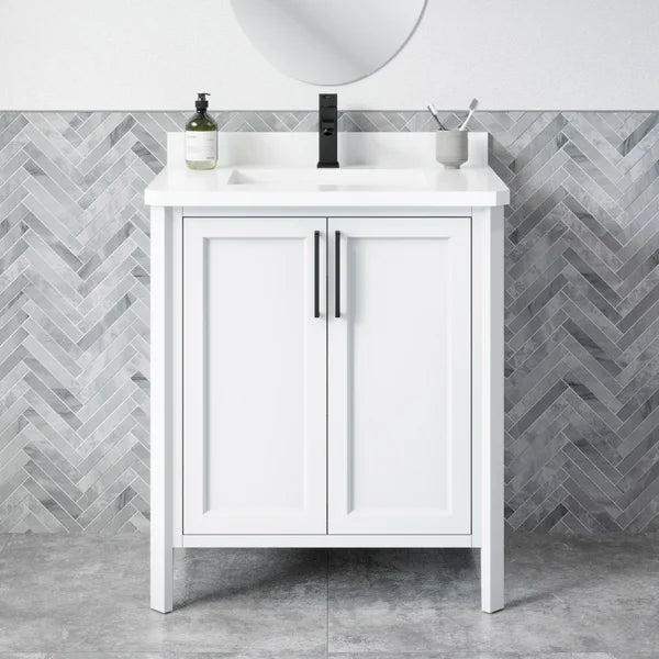 OVE Decors Flora 30 in. Vanity in White with White Quartz Countertop