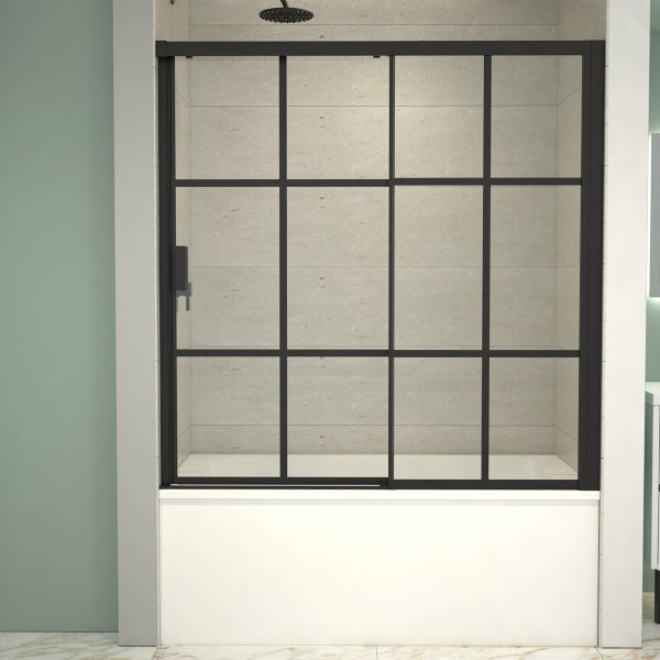Appollo Emilia 60 in. Sliding Bathtub Door in Black Matte