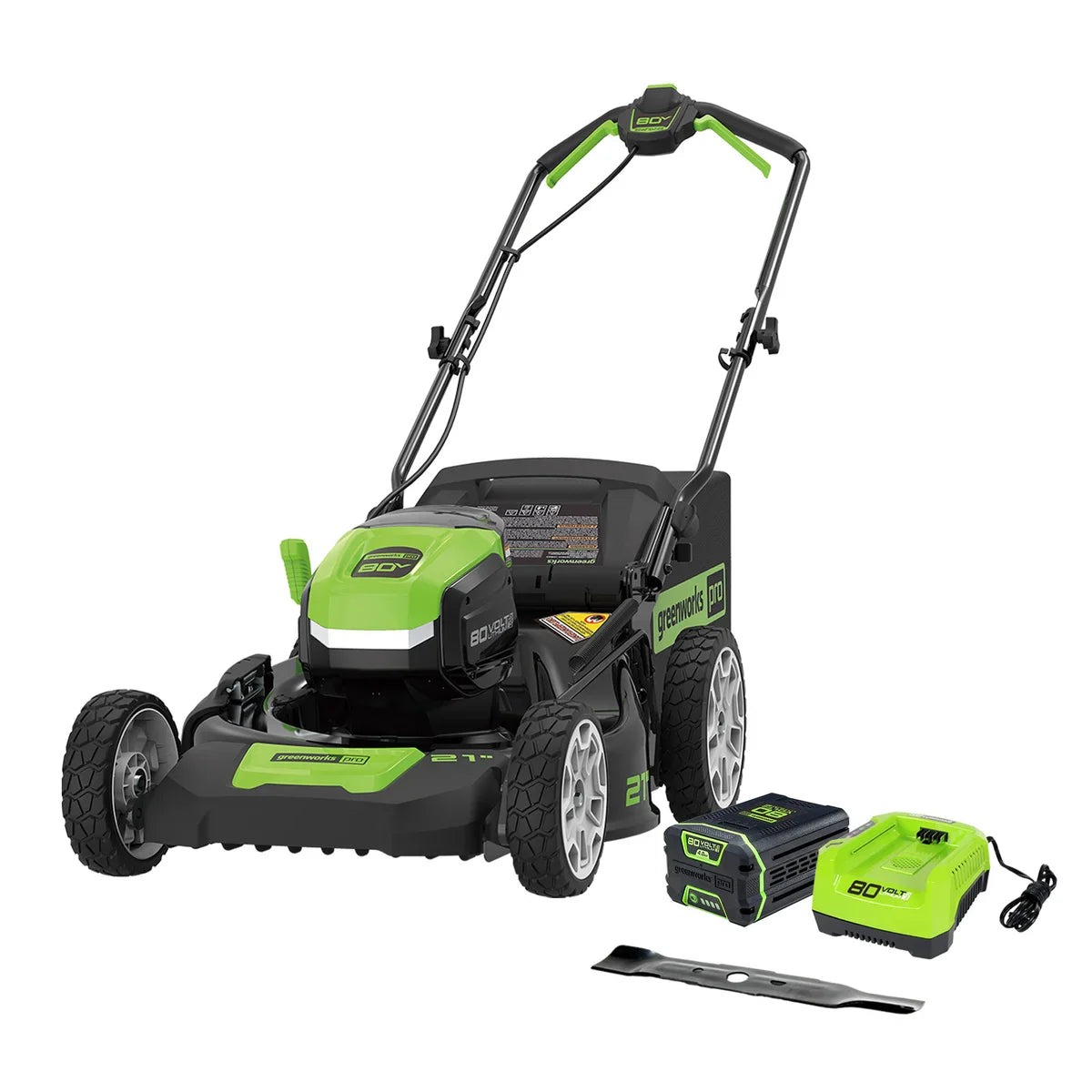 Greenworks 80V 21" Push Lawn Mower, (1) Extra Blades, 4.0 AH Battery and 4A Charger Included