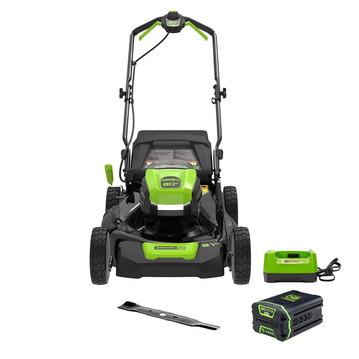 Greenworks 80V 21" Push Lawn Mower, (1) Extra Blades, 4.0 AH Battery and 4A Charger Included
