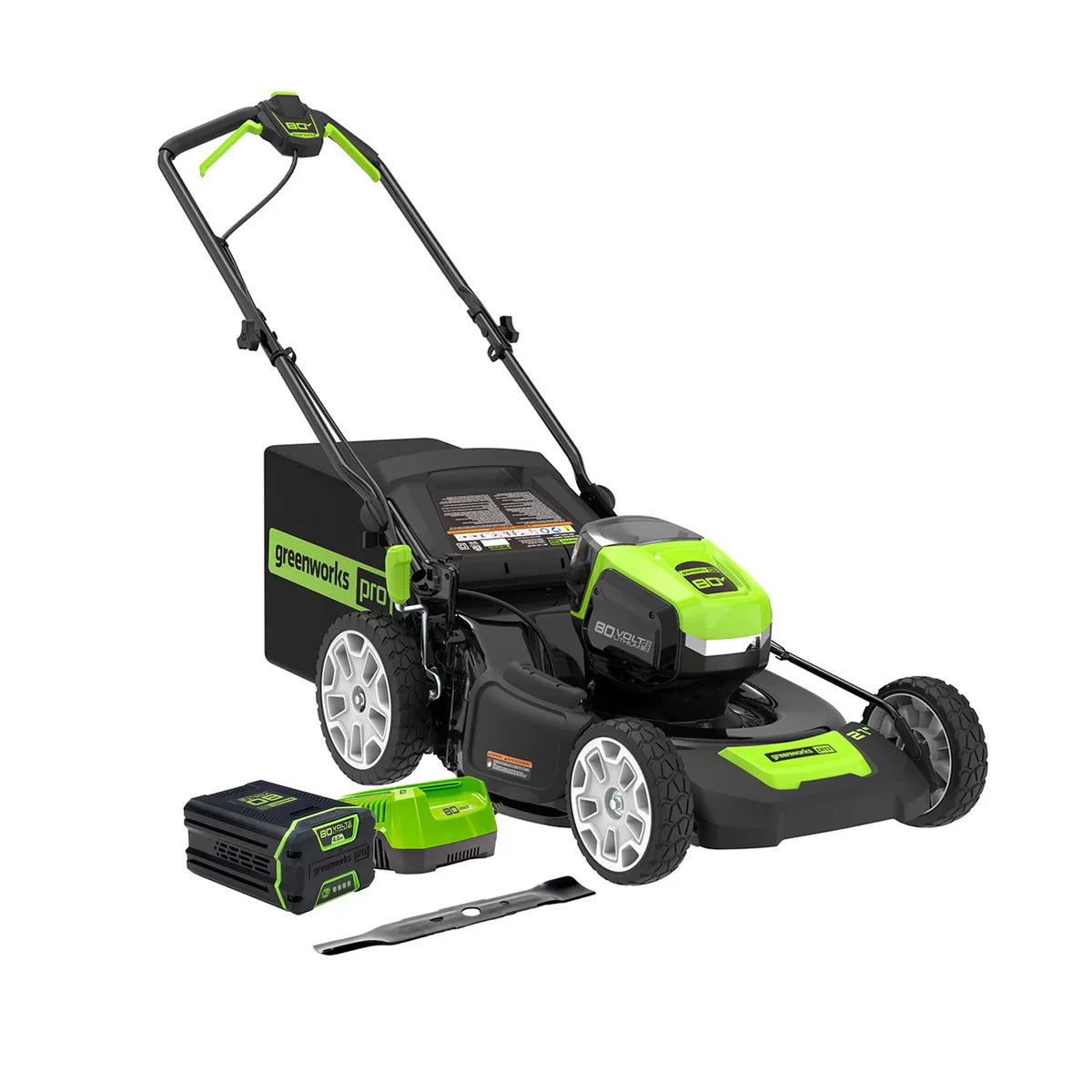 Greenworks 80V 21" Push Lawn Mower, (1) Extra Blades, 4.0 AH Battery and 4A Charger Included