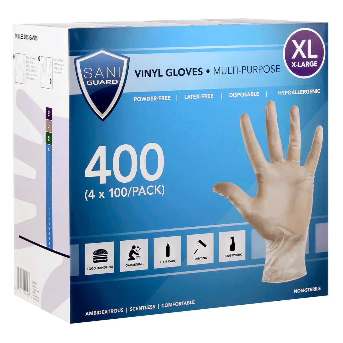 Sani Guard Extra-Large Vinyl Gloves 4 packs of 100