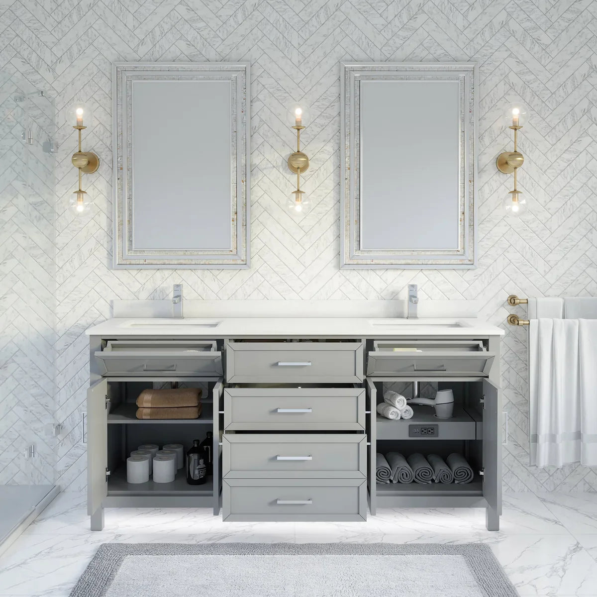 Studio Bathe Thomson Vanity with Power Bar, Oxford Grey