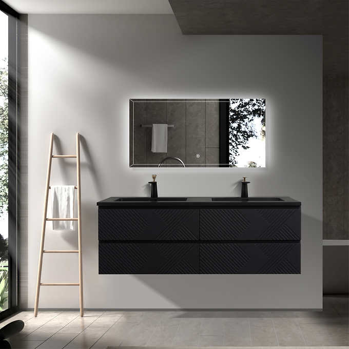 SERA MOORE 60 in. Black Wall-Mount Vanity