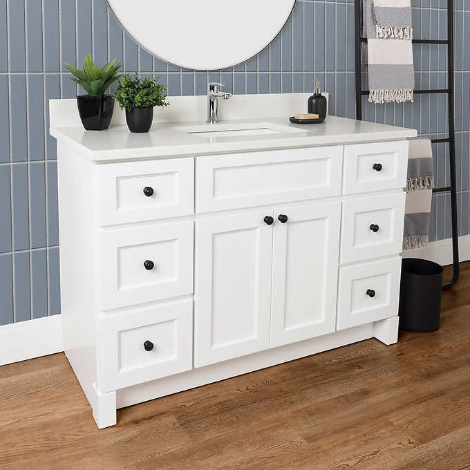 Vango Polar Vanity With Carrera Quartz Top, White