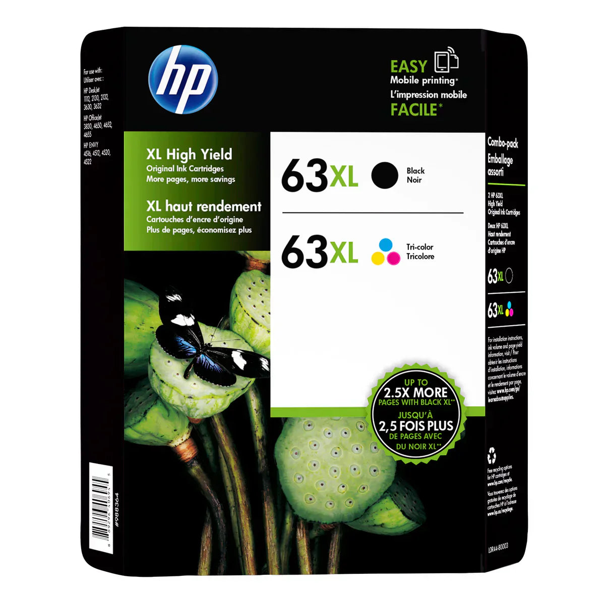 HP 63XL Black and Tri-colour Ink Cartridges Pack of 2