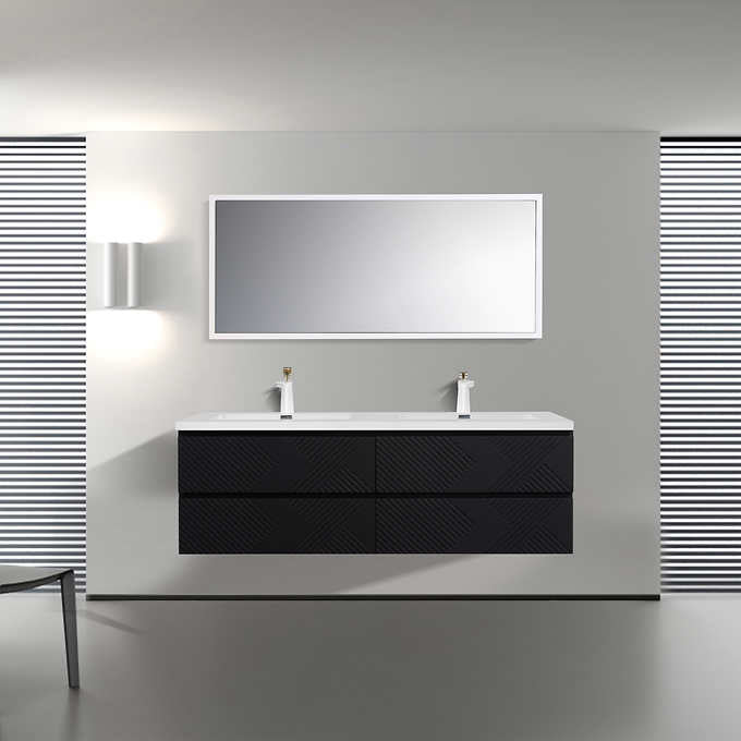 SERA MOORE 60 in. Black Wall-Mount Vanity