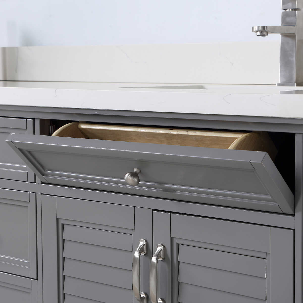 Northridge Home Augusta 72 in. Double Bathroom Vanity with Louvered Reversible Door