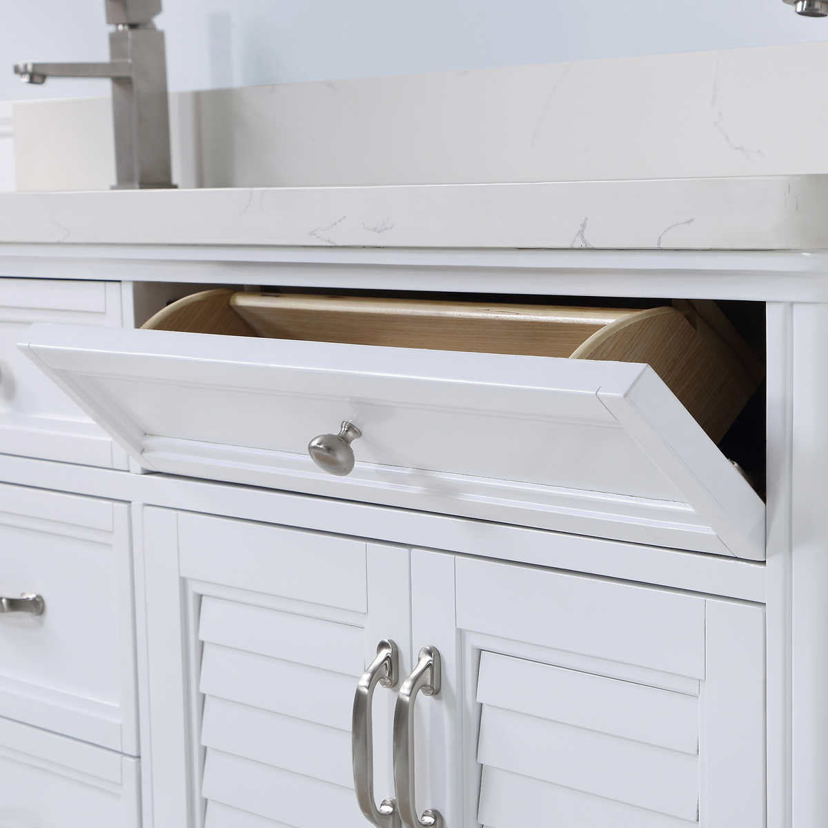 Northridge Home Augusta 72 in. Double Bathroom Vanity with Louvered Reversible Door