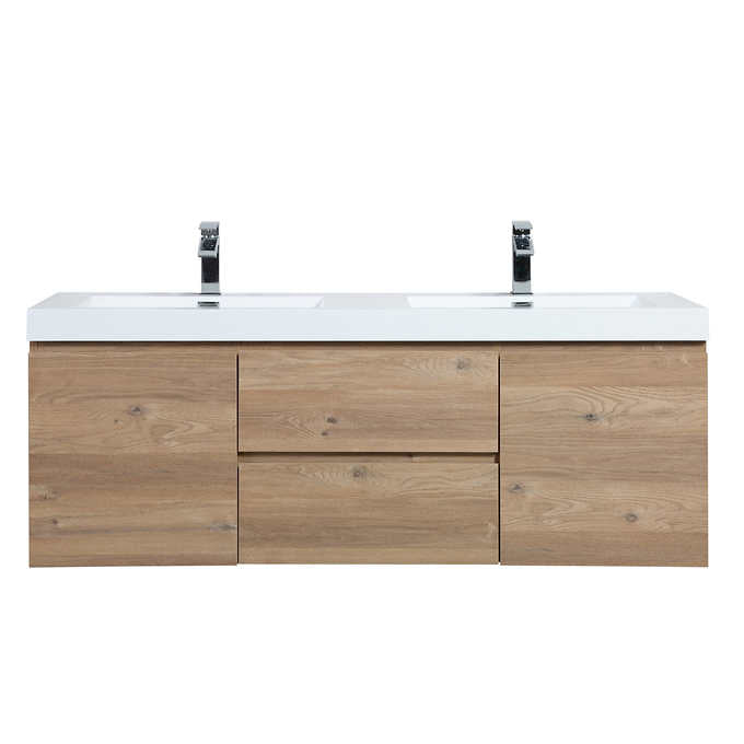 SERA 60 in. CAPRI Vanity with Glossy White Polymarble Countertop