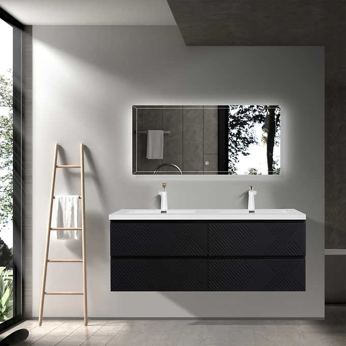 SERA MOORE 60 in. Black Wall-Mount Vanity