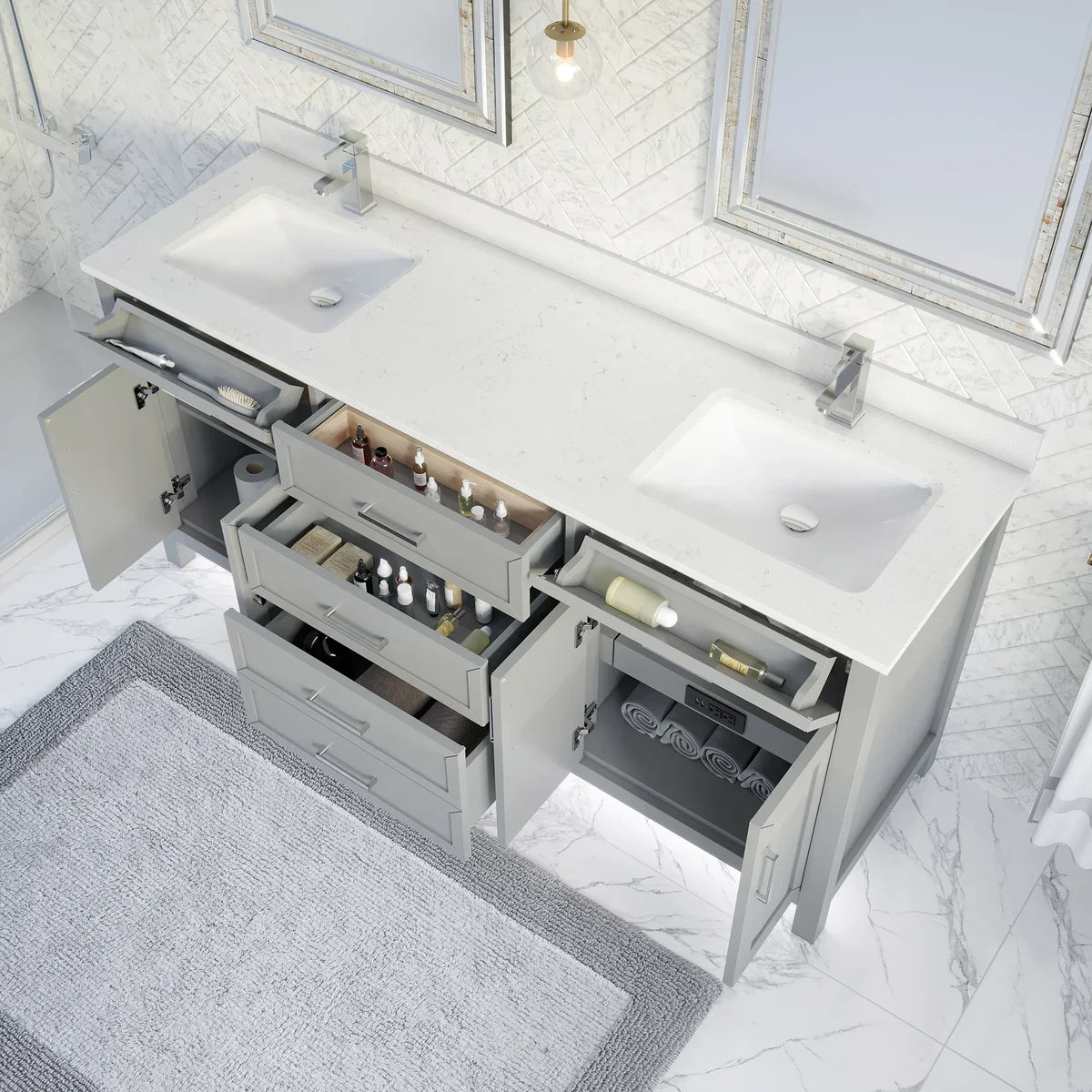 Studio Bathe Thomson Vanity with Power Bar, Oxford Grey