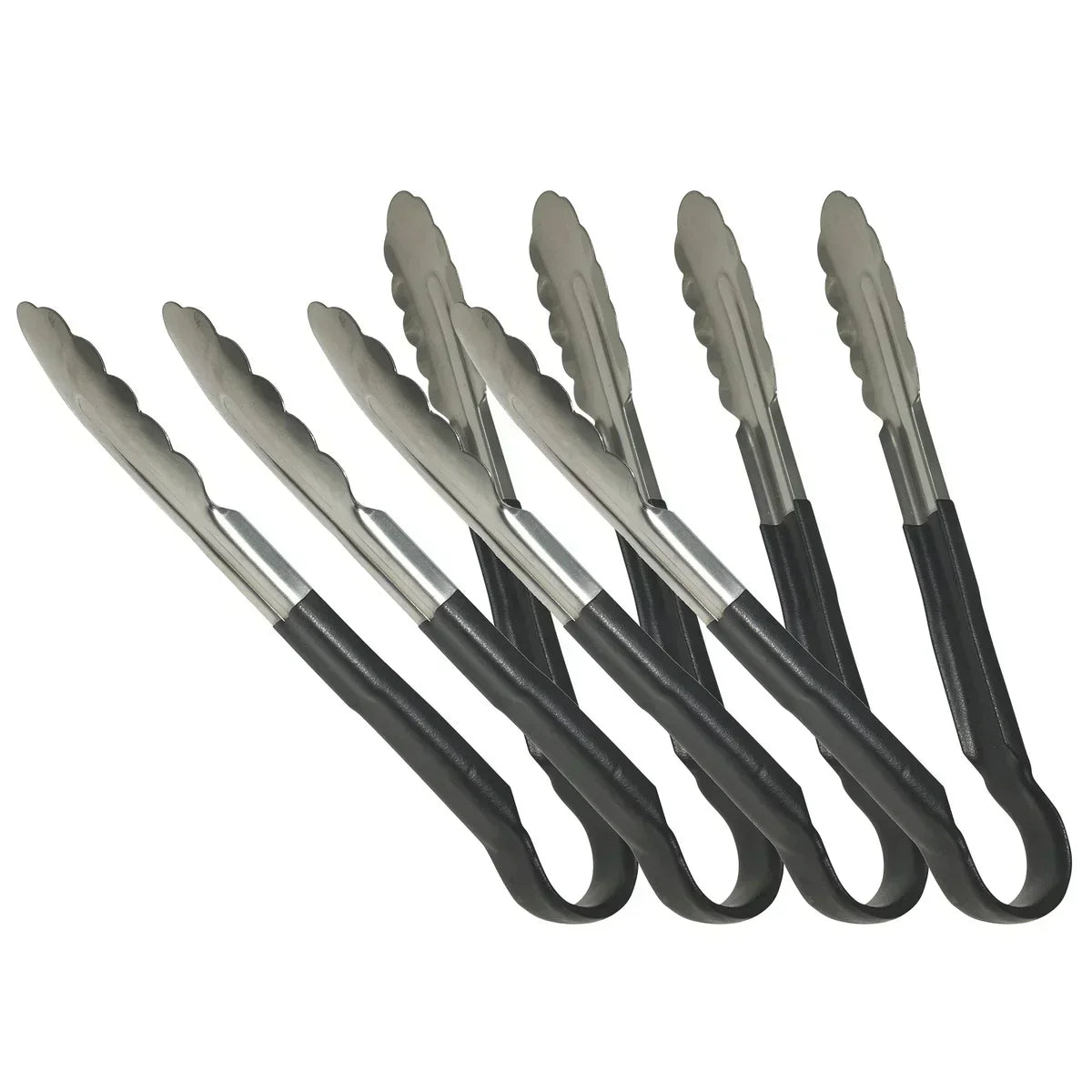Sagetra Plastic Coated Black Utility Tongs 30.48 cm (12 in) Pack of 4