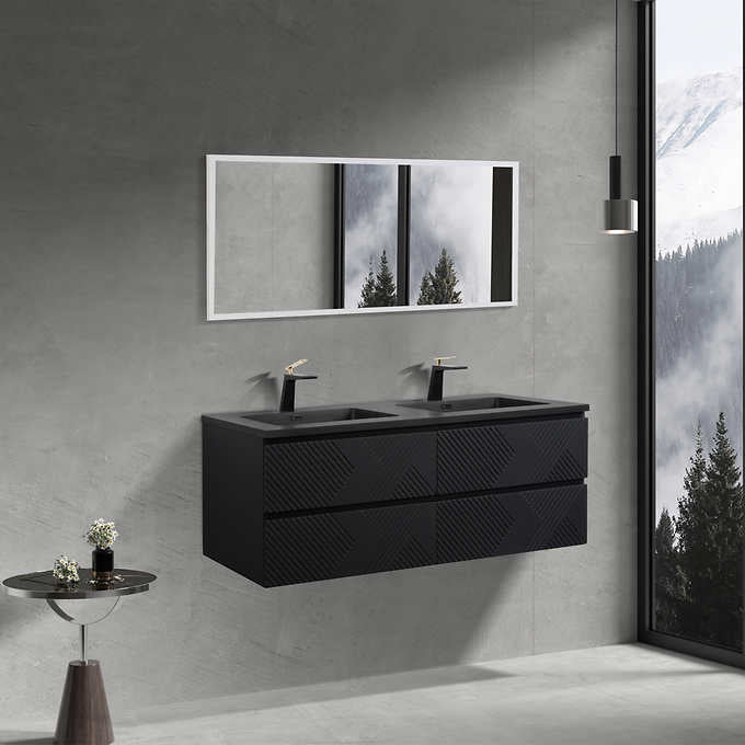 SERA MOORE 60 in. Black Wall-Mount Vanity