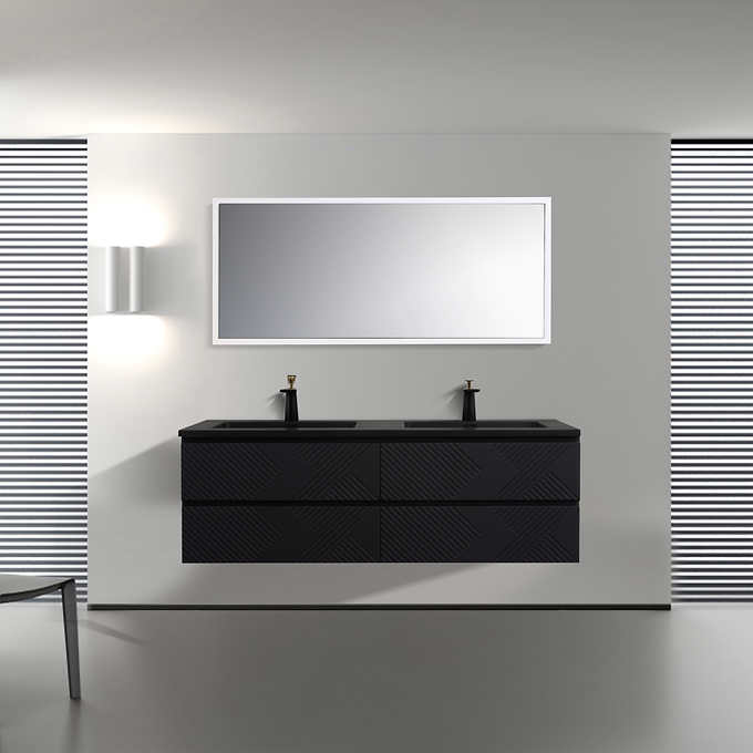 SERA MOORE 60 in. Black Wall-Mount Vanity