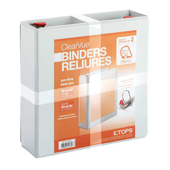 TOPS ClearVue 3 in White View Binders Pack of 2