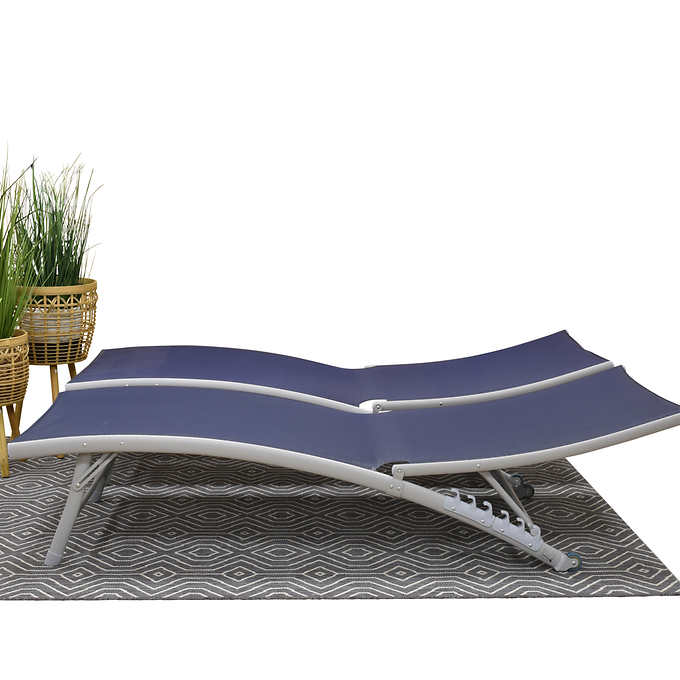 Clearwater Aluminum Loungers with Wheels, 2-pack