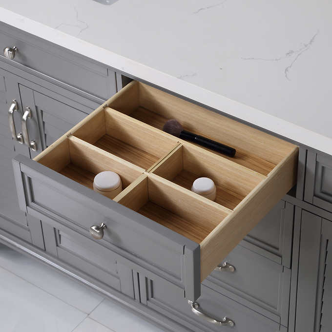 Northridge Home Augusta 72 in. Double Bathroom Vanity with Louvered Reversible Door