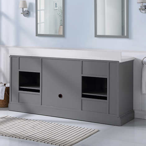 Northridge Home Augusta 72 in. Double Bathroom Vanity with Louvered Reversible Door