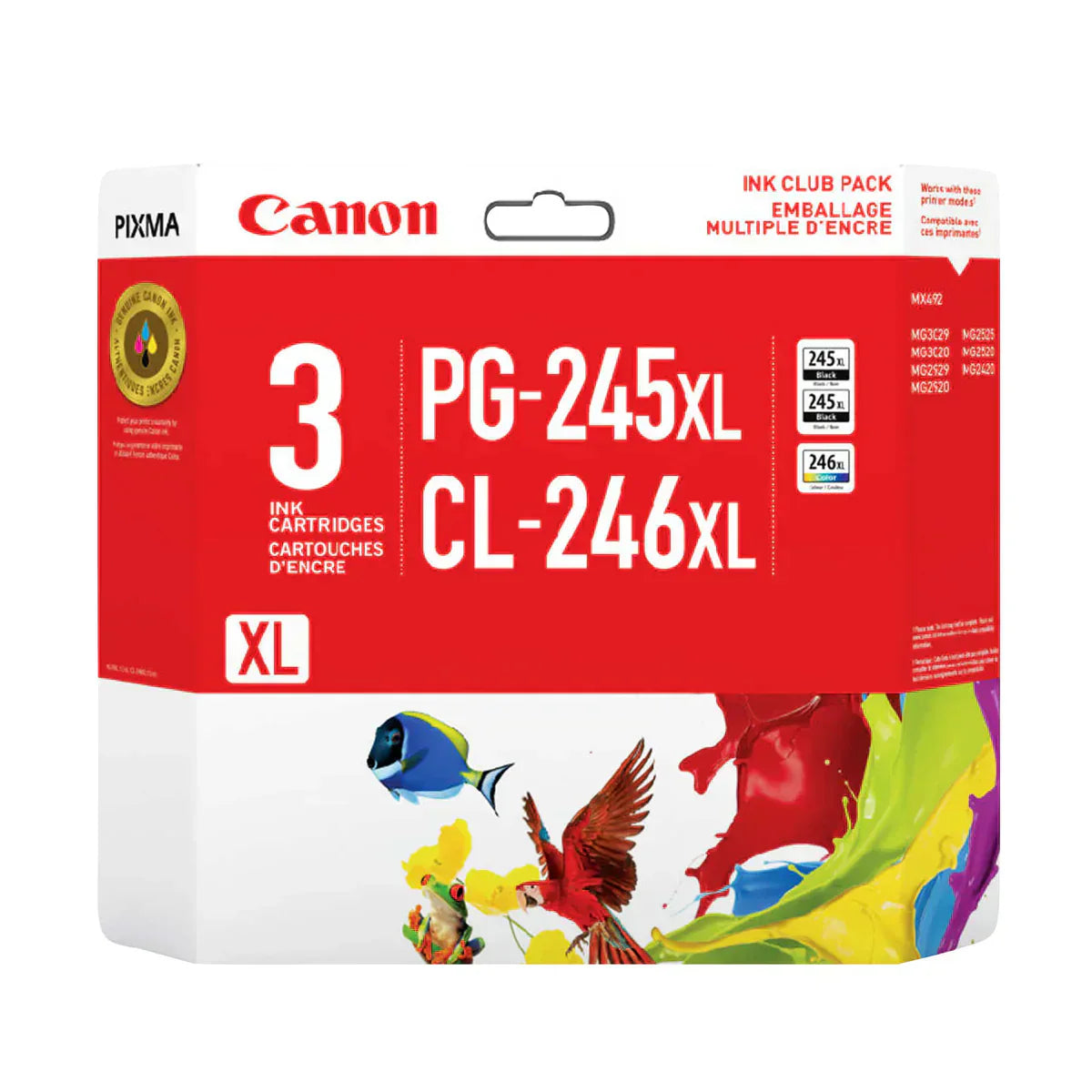 Canon PG-245XL Black and CL-246XL Colour Ink Cartridge Pack of 3