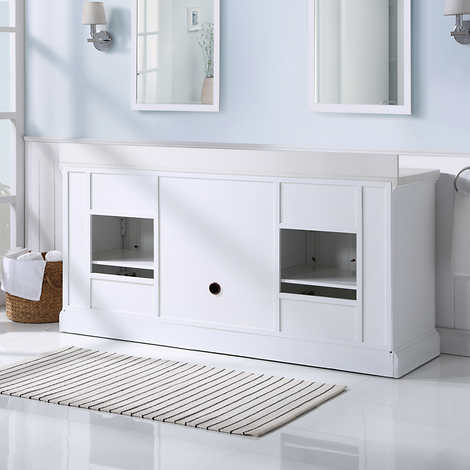 Northridge Home Augusta 72 in. Double Bathroom Vanity with Louvered Reversible Door