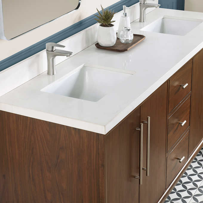 Northridge Home Maple Vanity with White Carrara Quartz Top