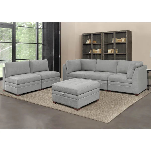 Thomasville Tisdale 6-piece Fabric Sectional with Storage Ottoman