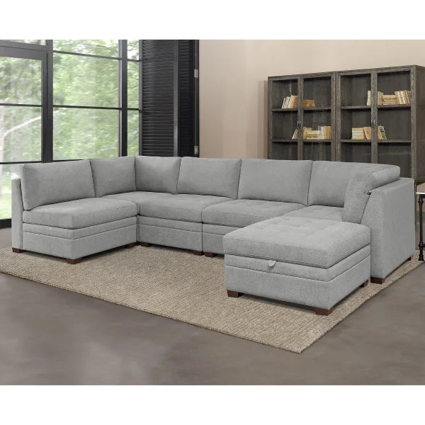 Thomasville Tisdale 6-piece Fabric Sectional with Storage Ottoman